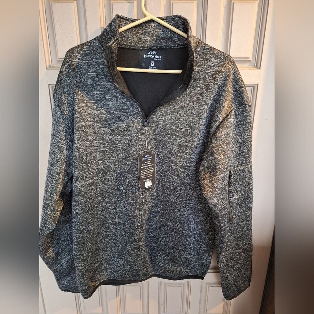 Jackson Hole Men's Jacket SzM Space Dye 1/2 Zip Long Sleeve Gray  Pullover NWT